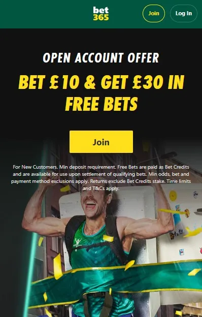 bet365 sports welcome offer: bet £10 and get £30 in free bets