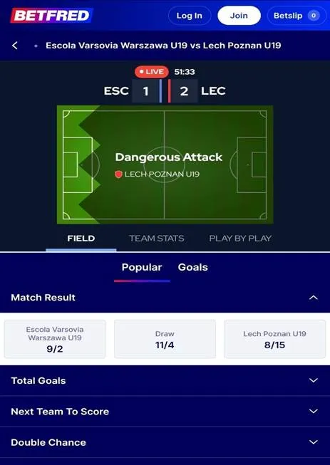 Betfred Live streaming and in-play betting: Escola Varsovia Warszawa vs Lech Poznan in the Polish U19 CLJ league
