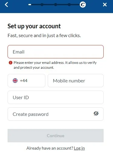 coral sign up form for new uk customers