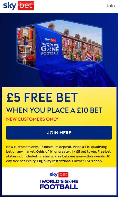 sky bet world cup final welcome offer