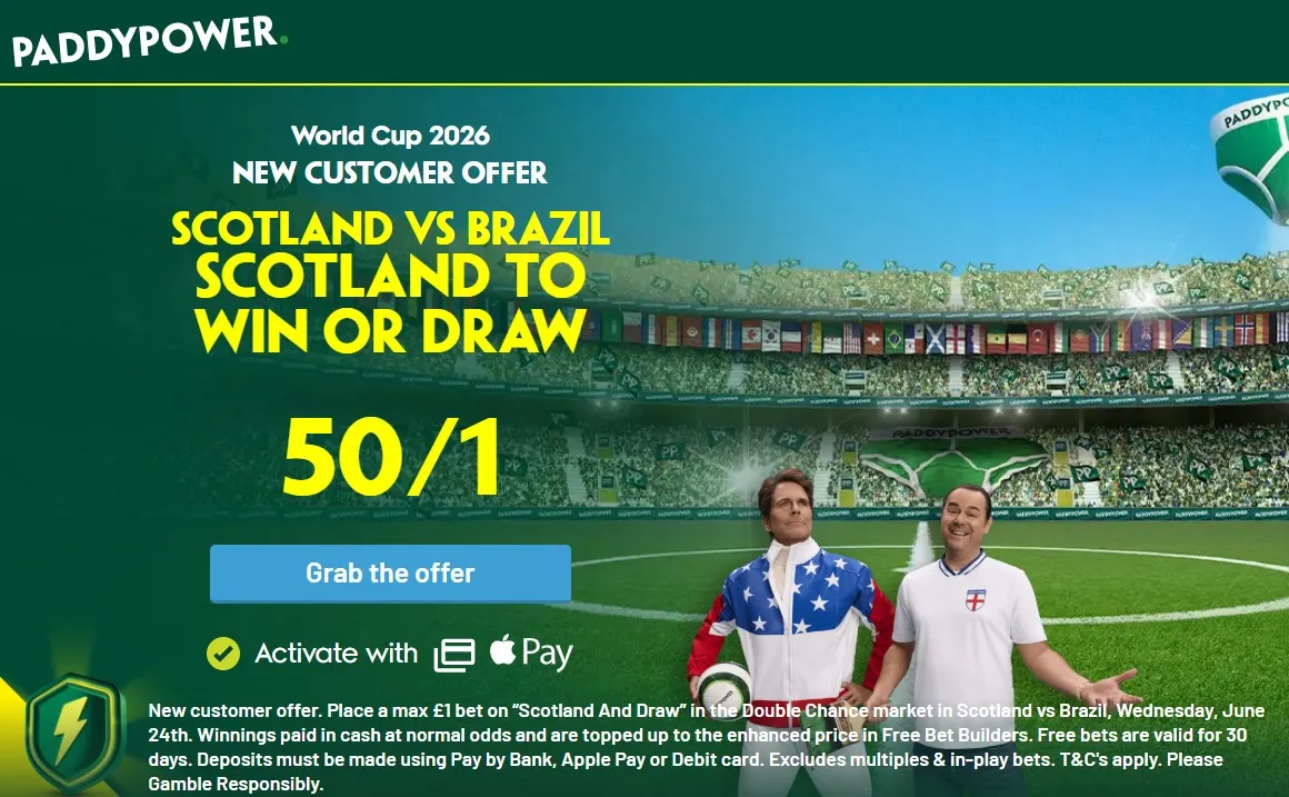 paddy power scotland vs brazil welcome offer