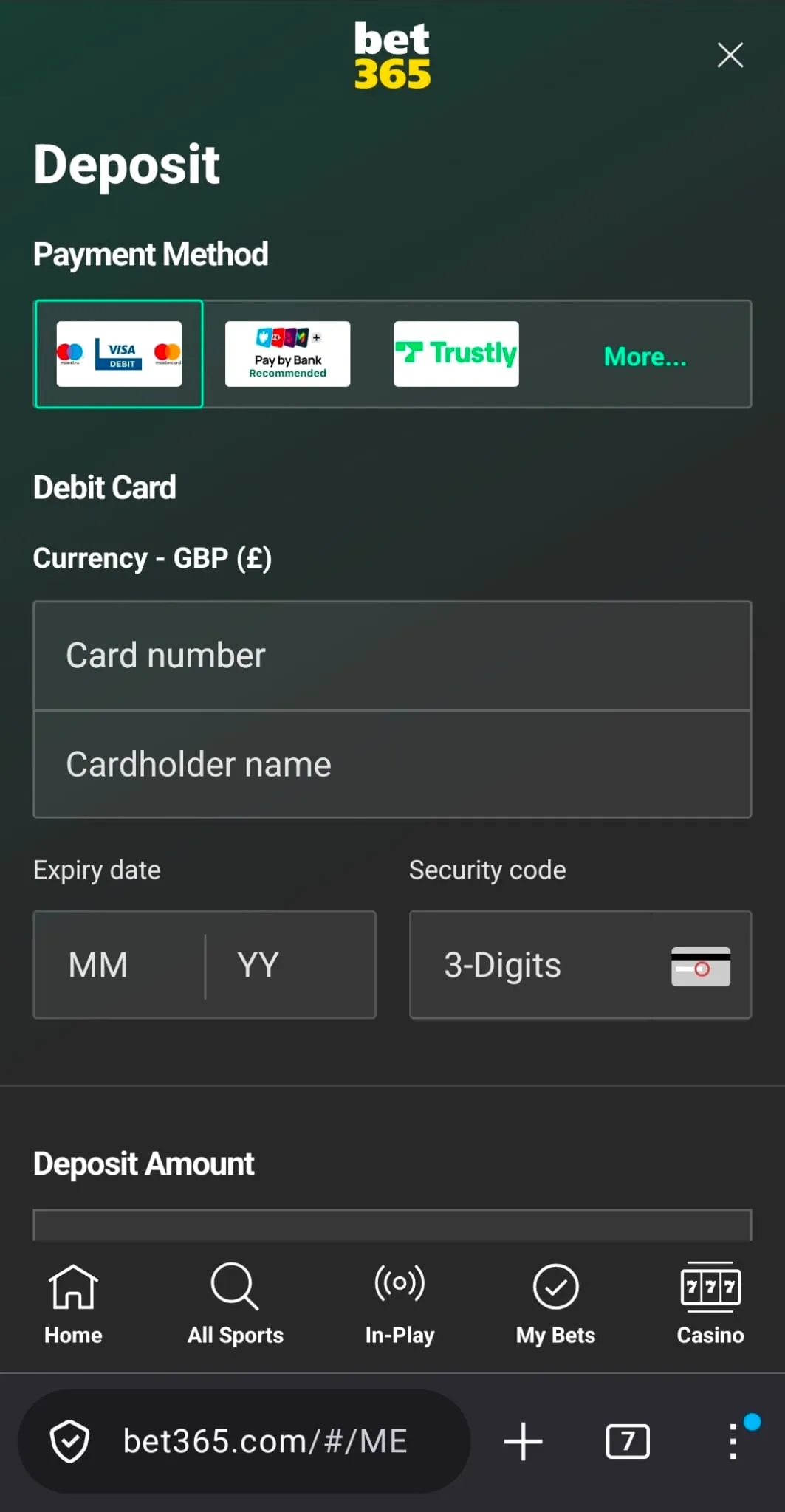 bet365 payment methods